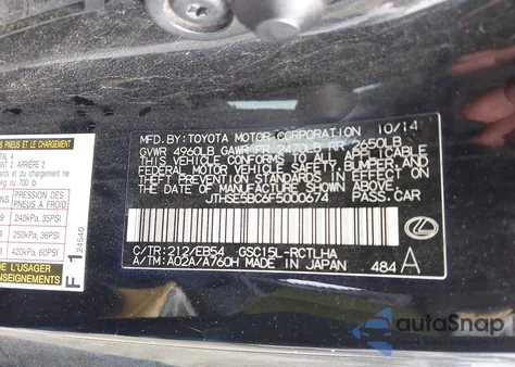 2015 Lexus Rc 350 z USA, uszkodzony, nr VIN JTHSE5BC6F5000674